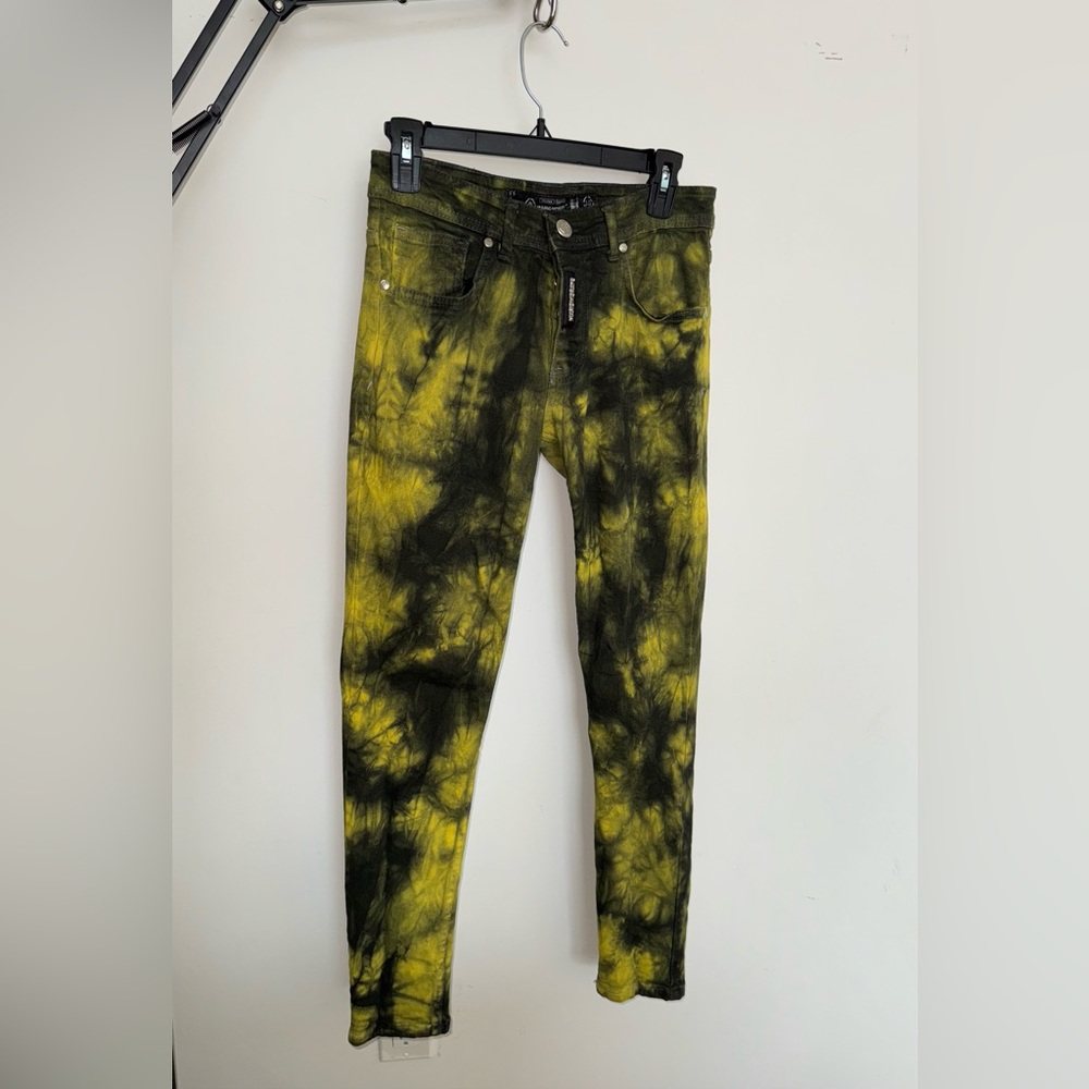Mario Morato Skinny Fit Jeans 32×30 Yellow Tie-dyed